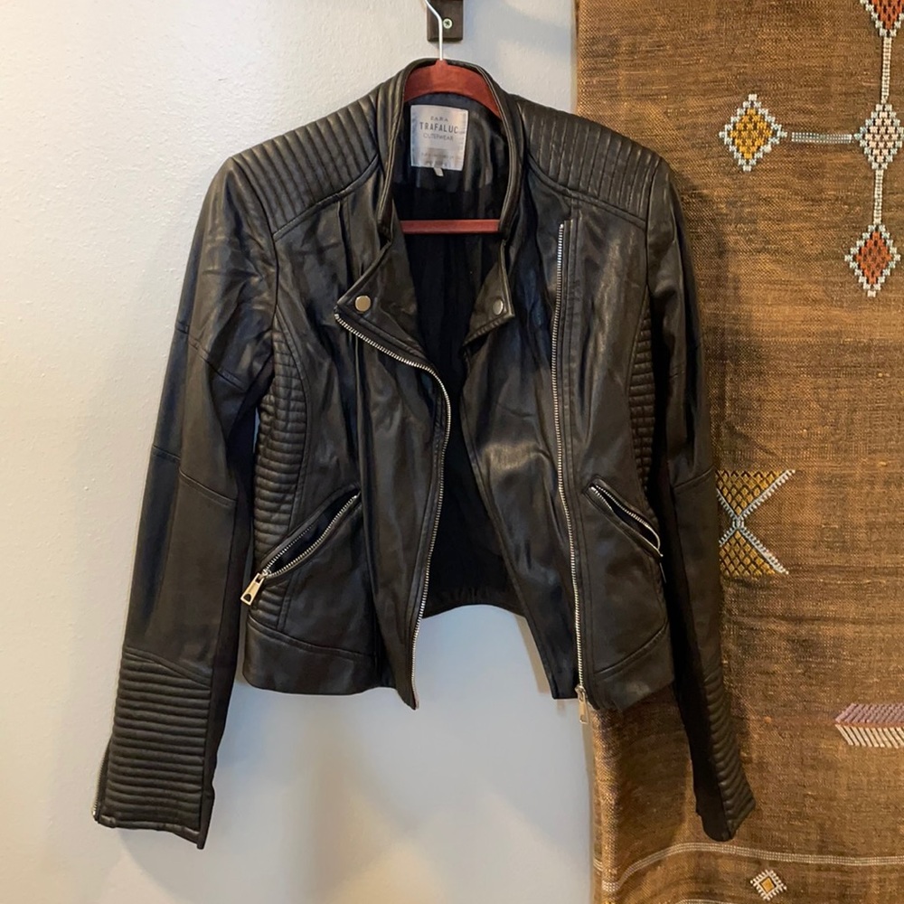 Faux Leather Zara Crop Motorcycle Style Jacket